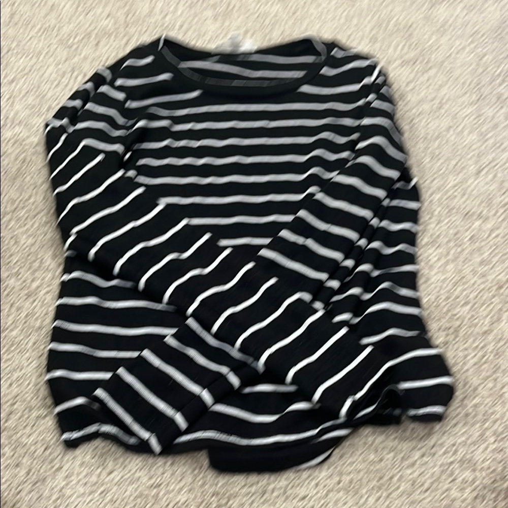 Cloud Chaser Black and White Striped Long Sleeve Tee